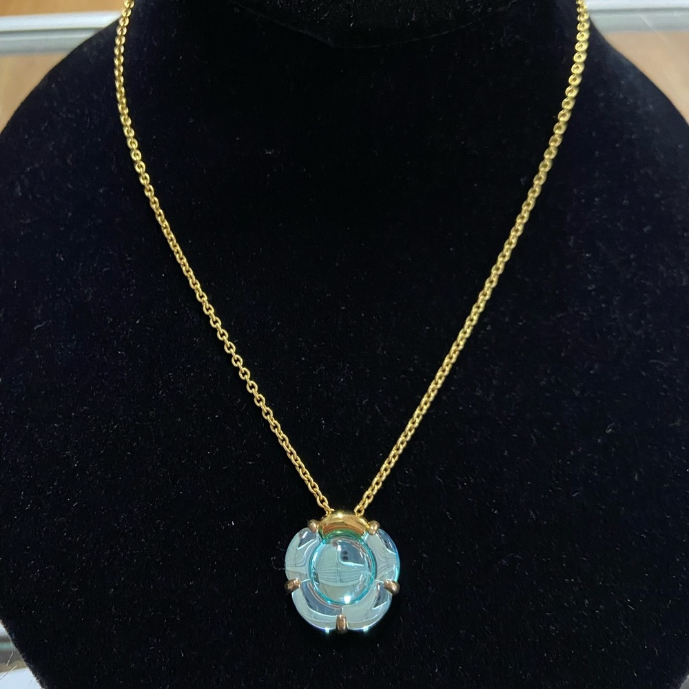Baccarat .925 Aqua Pendant Necklace